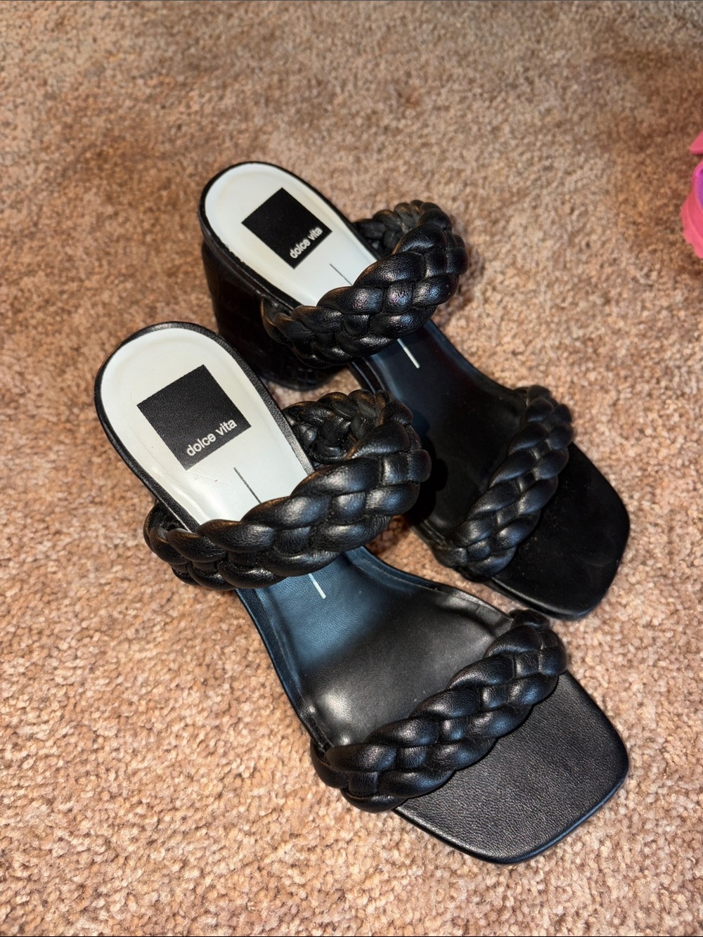 Dolce Vita Black Braided Double-Strap Mules